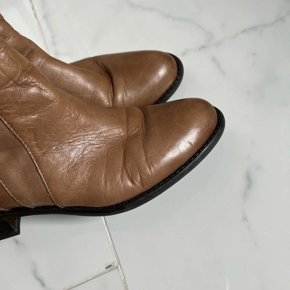 Franco Sarto Tan Brown Two-tone High Knee Boots